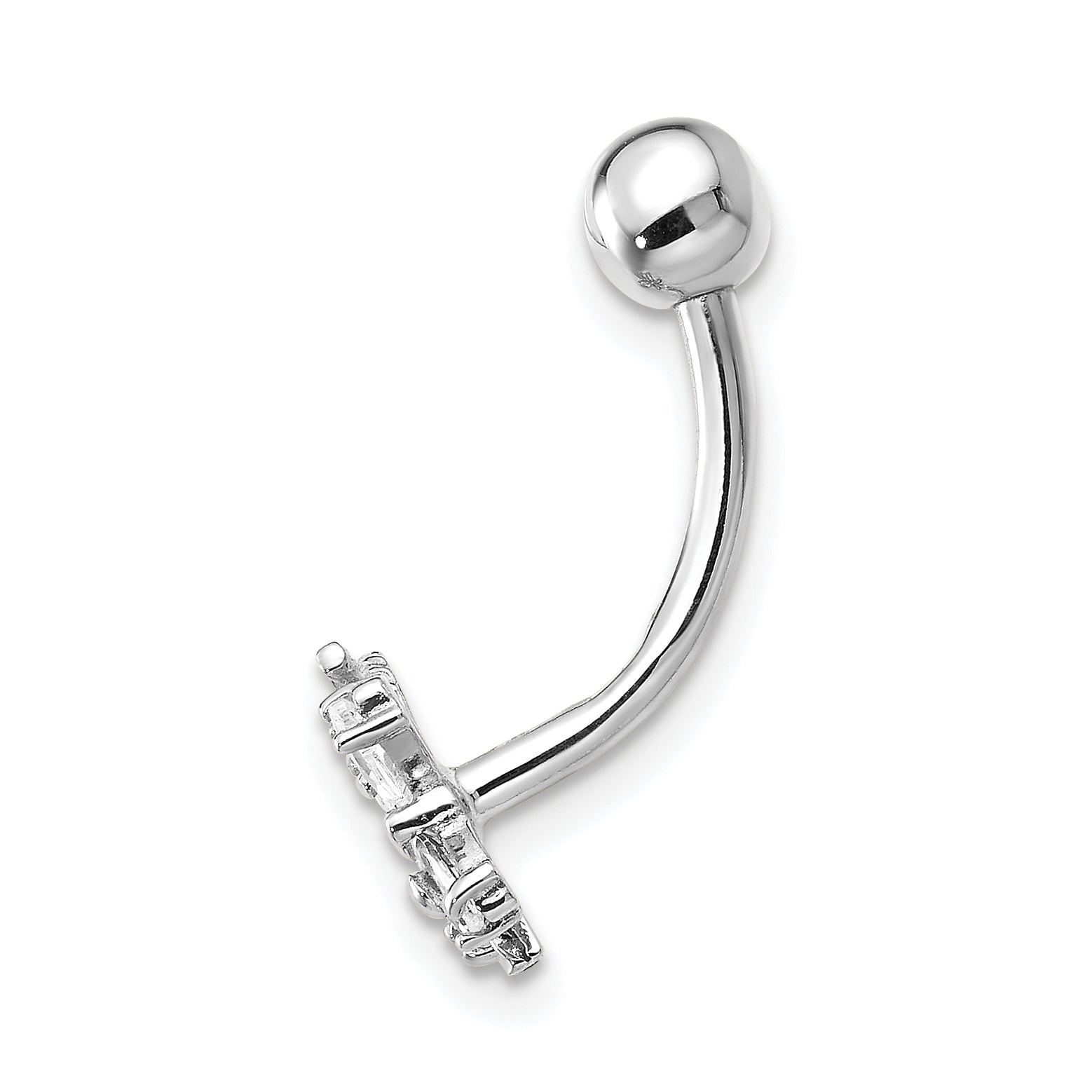 10K White Gold Butterfly Belly Dangle with CZ Stones Secondary image