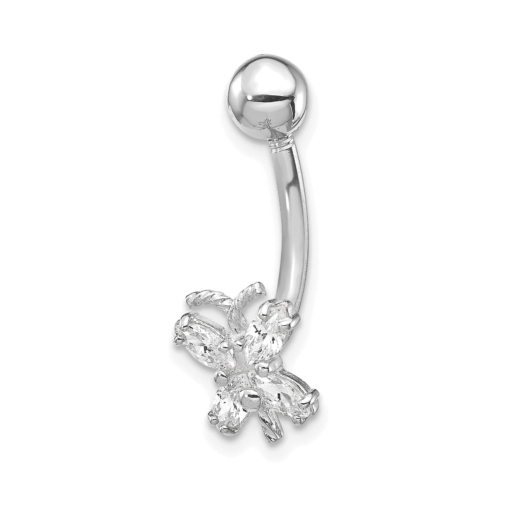 10k White Gold W/Cz Butterfly Belly Dangle Main image