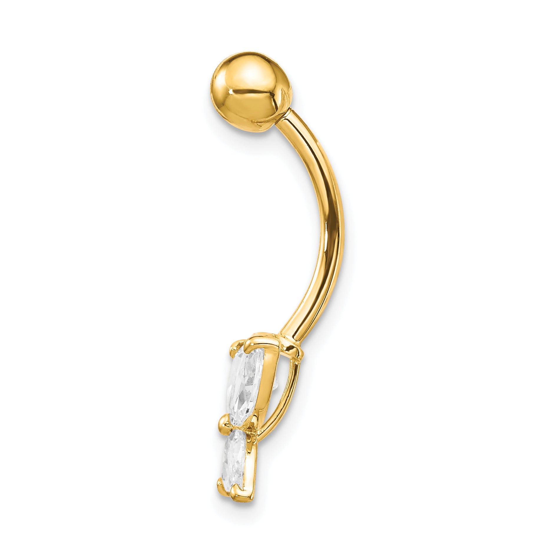 10K Gold Butterfly Navel Dangle with Clear CZ Stones Secondary image