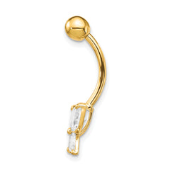10K Gold Butterfly Navel Dangle with Clear CZ Stones