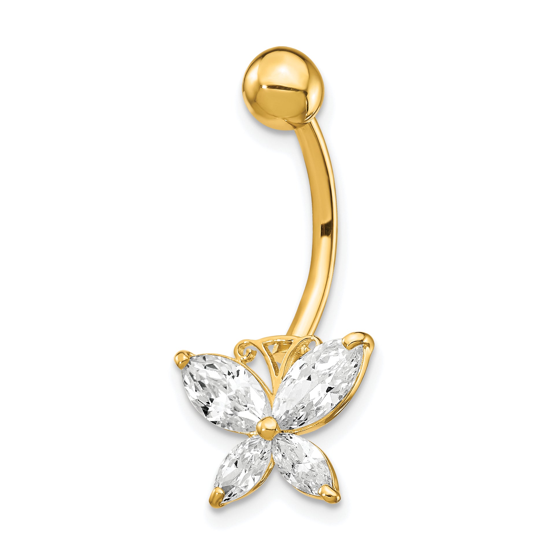 10k W/Large Cz Butterfly Belly Dangle Main image