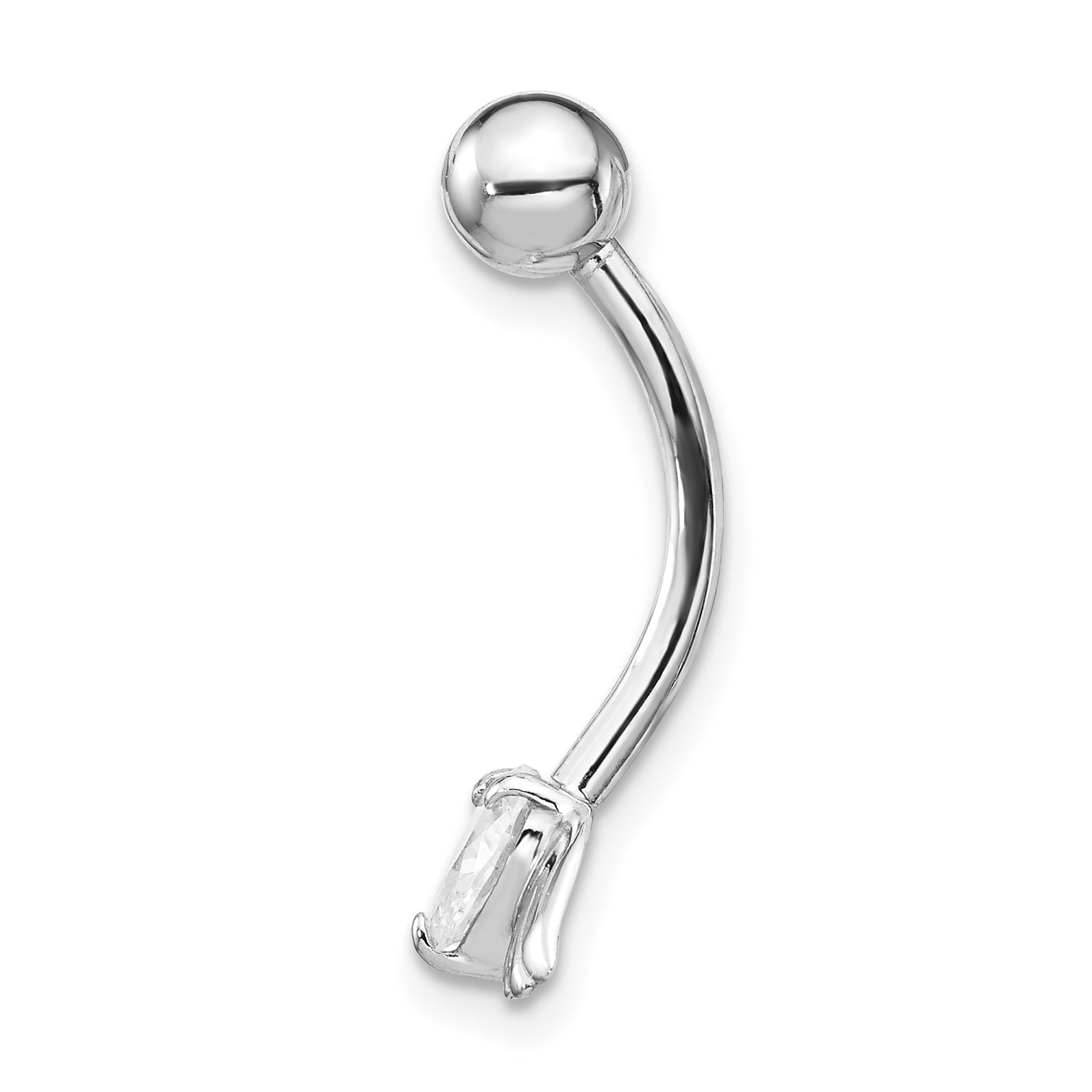 10K White Gold CZ Angel Wing Heart Belly Dangle by Sophia Jewelers Secondary image