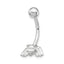 10k White Gold W/Cz Heart/Angel Wings Belly Dangle