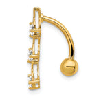 10K Yellow Gold CZ Navel Dangle with Elegant Hollow Design