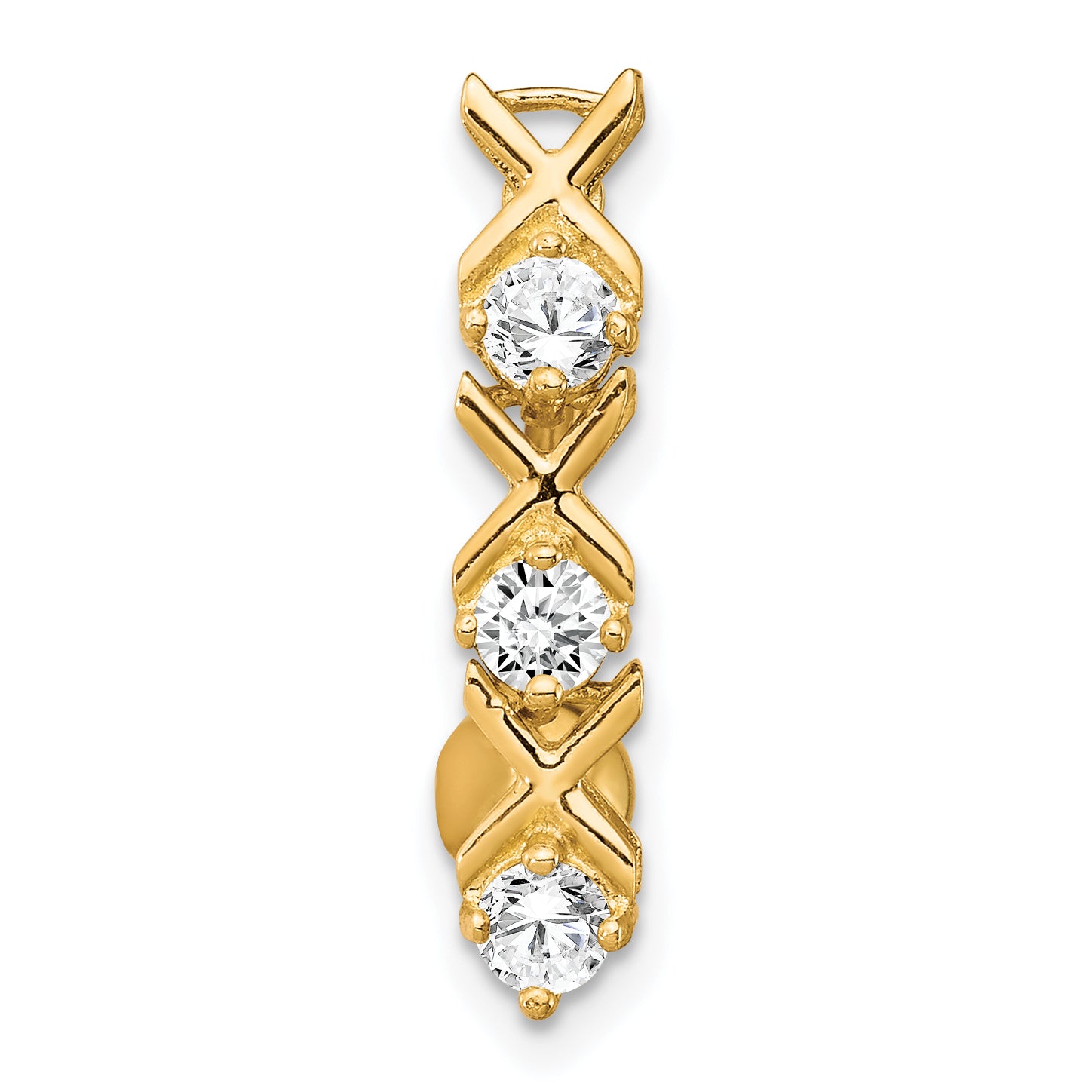 10K Yellow Gold CZ Navel Dangle with Elegant Hollow Design