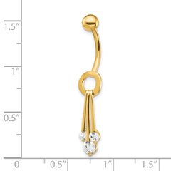 10K Gold Belly Dangle with Dangling Clear CZs Elegant Design