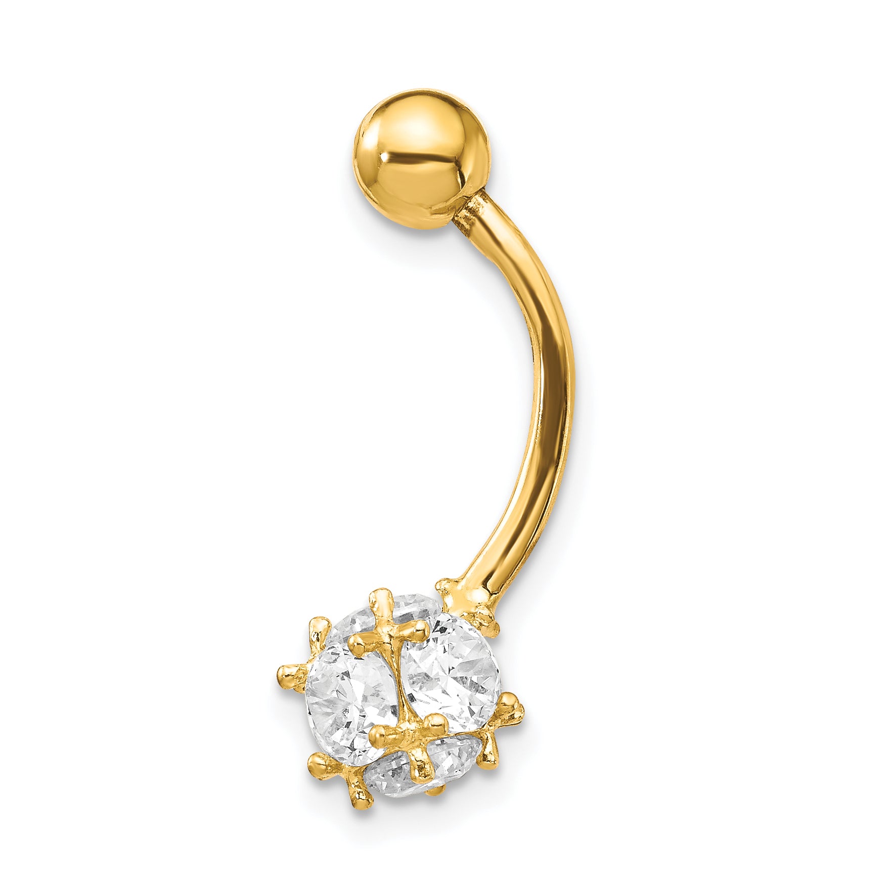 10K Gold CZ Soccer Ball Belly Dangle with Elegant Design