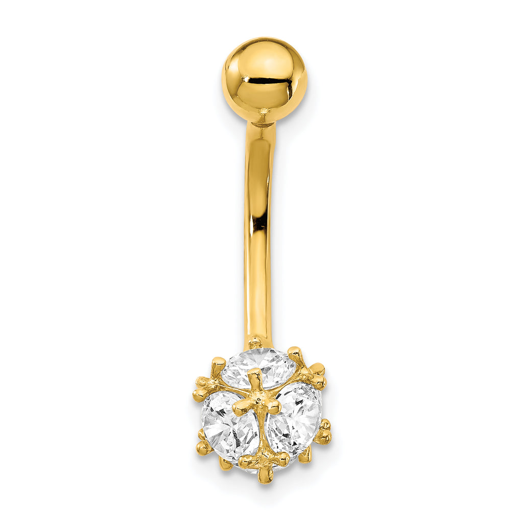 10K Gold CZ Soccer Ball Belly Dangle with Elegant Design