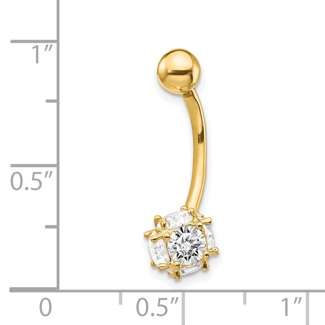 10K Gold CZ Soccer Ball Belly Dangle with Elegant Design