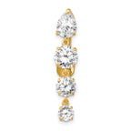 10K Yellow Gold CZ Belly Ring with Elegant Dangle Design