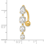 10K Yellow Gold CZ Belly Ring with Elegant Dangle Design