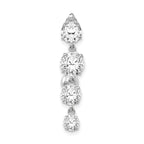 Sophia Jewelers 10K White Gold Belly Button Ring with Dangle CZs