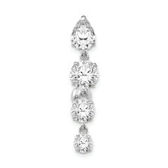 Sophia Jewelers 10K White Gold Belly Button Ring with Dangle CZs
