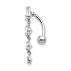Sophia Jewelers 10K White Gold Belly Button Ring with Dangle CZs