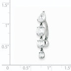 Sophia Jewelers 10K White Gold Belly Button Ring with Dangle CZs