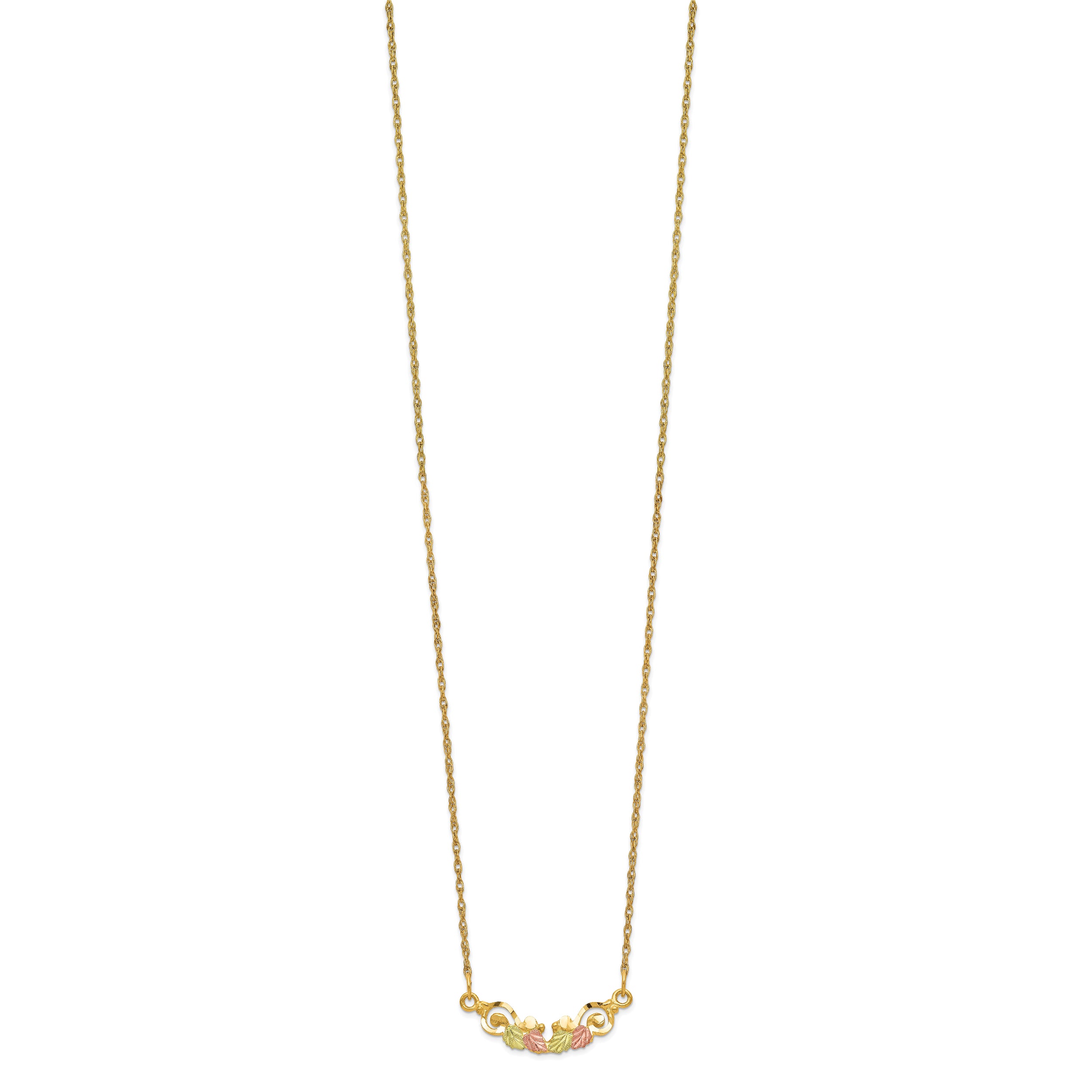 10K Tri-color Black Hills Gold Necklace with Elegant Bar Accent