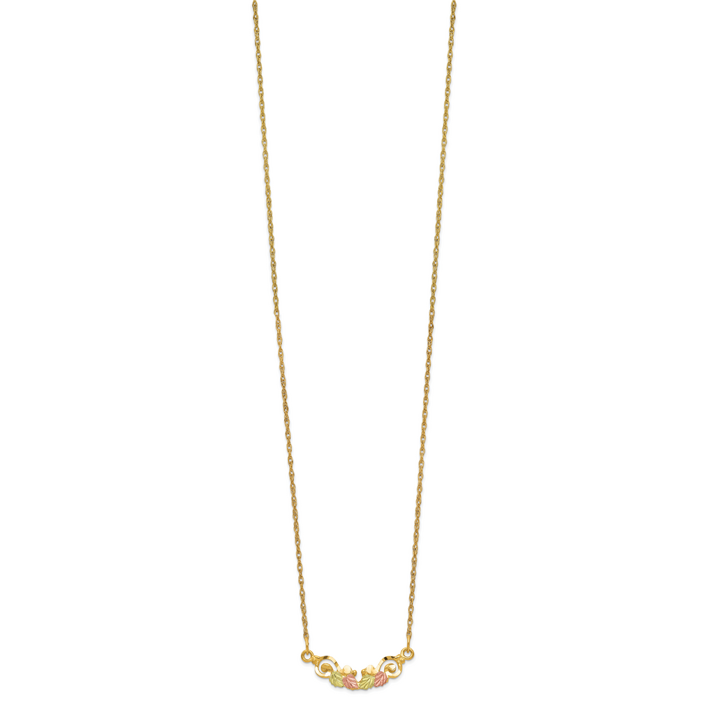 10K Tri-color Black Hills Gold Necklace with Elegant Bar Accent
