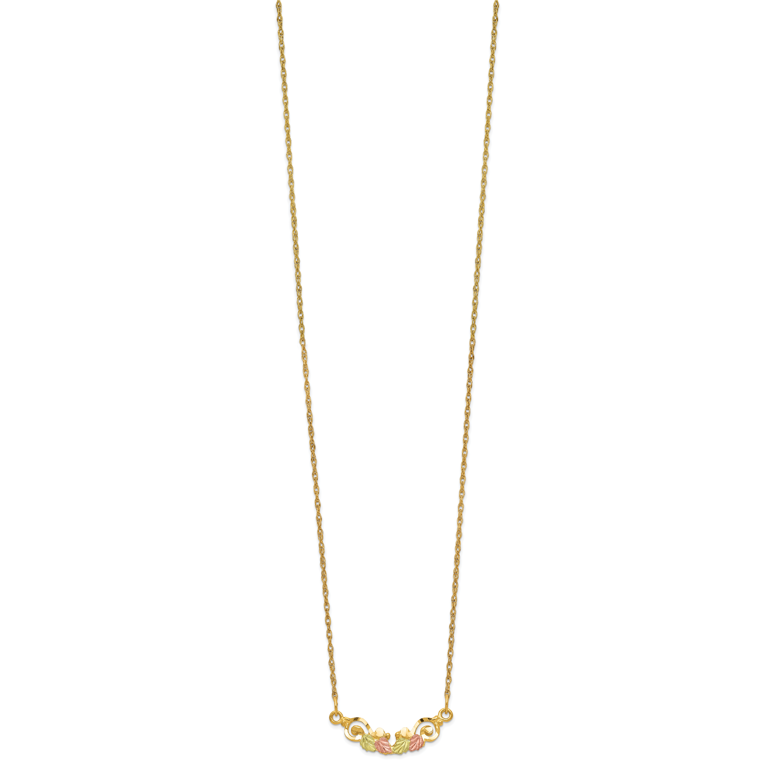 10K Tri-color Black Hills Gold Necklace with Elegant Bar Accent