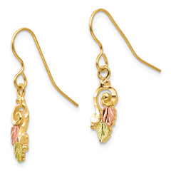 10K Tri-Color Black Hills Gold Dangle Earrings with 12K Accents, Polished Finish