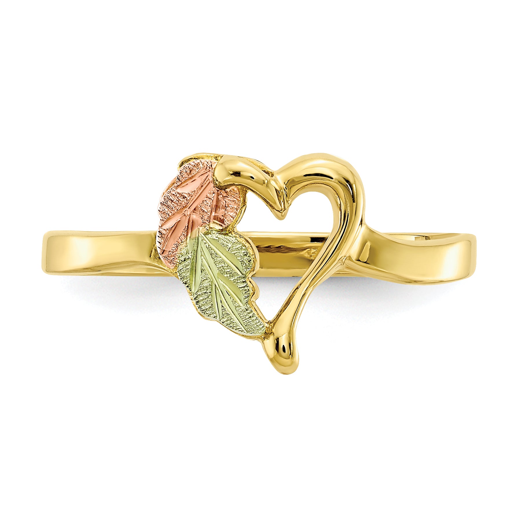 10K Tri-Color Black Hills Gold Heart Ring