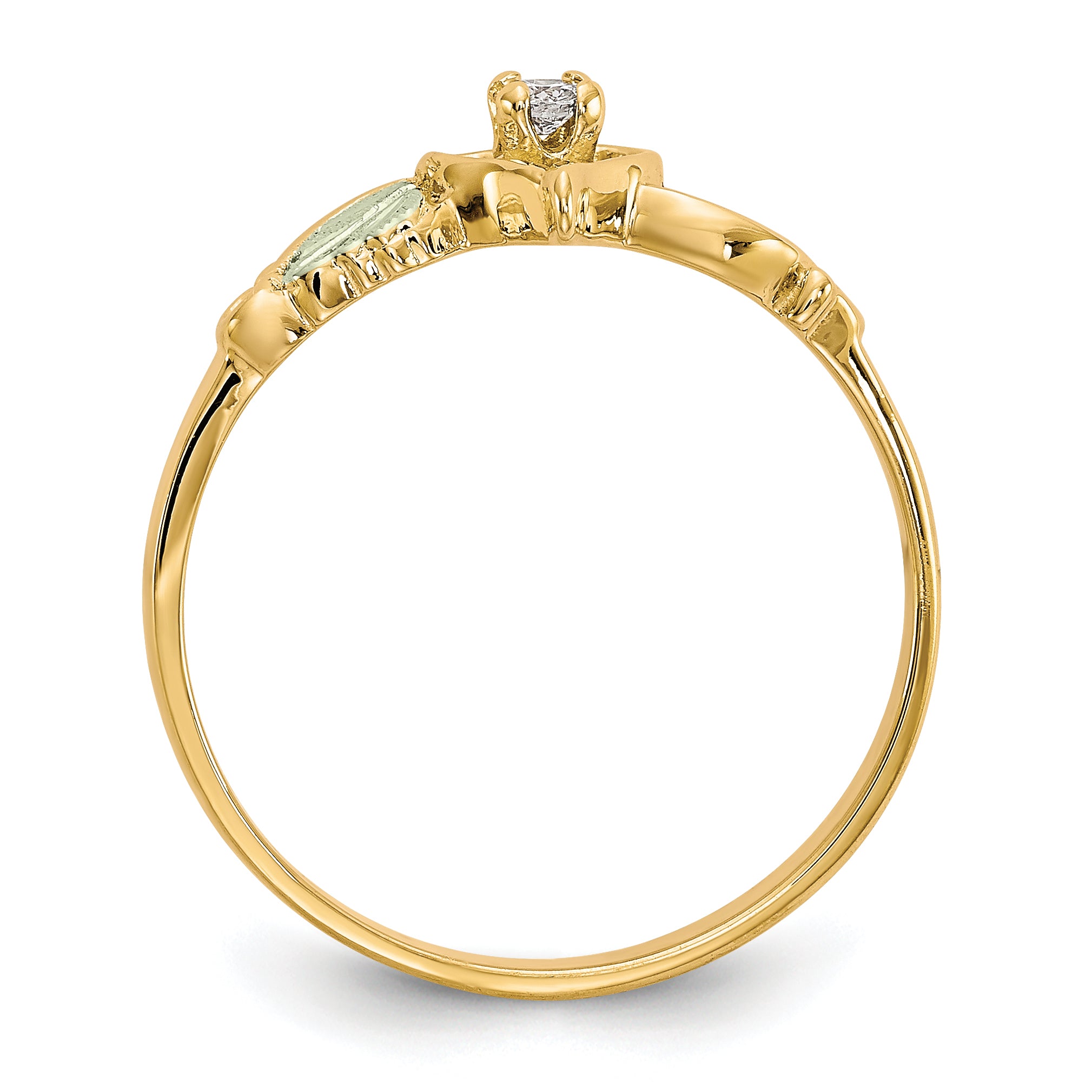 10k Tri-color Black Hills Gold Diamond Heart Ring - 7