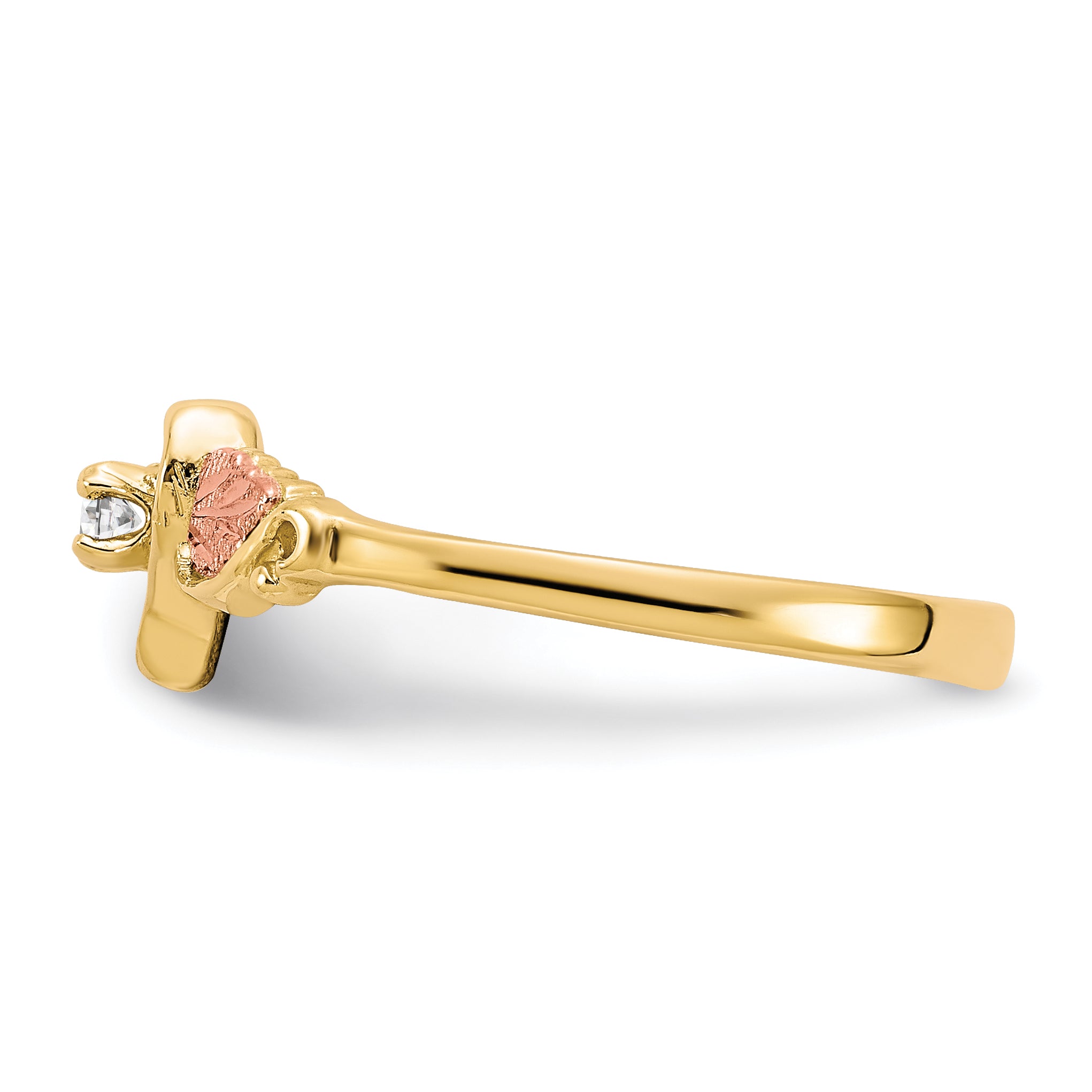 10k Tri-color Black Hills Gold Diamond Heart Ring - 7