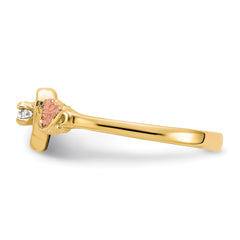 10k Tri-color Black Hills Gold Diamond Heart Ring - 7