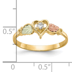 10k Tri-color Black Hills Gold Diamond Heart Ring - 7