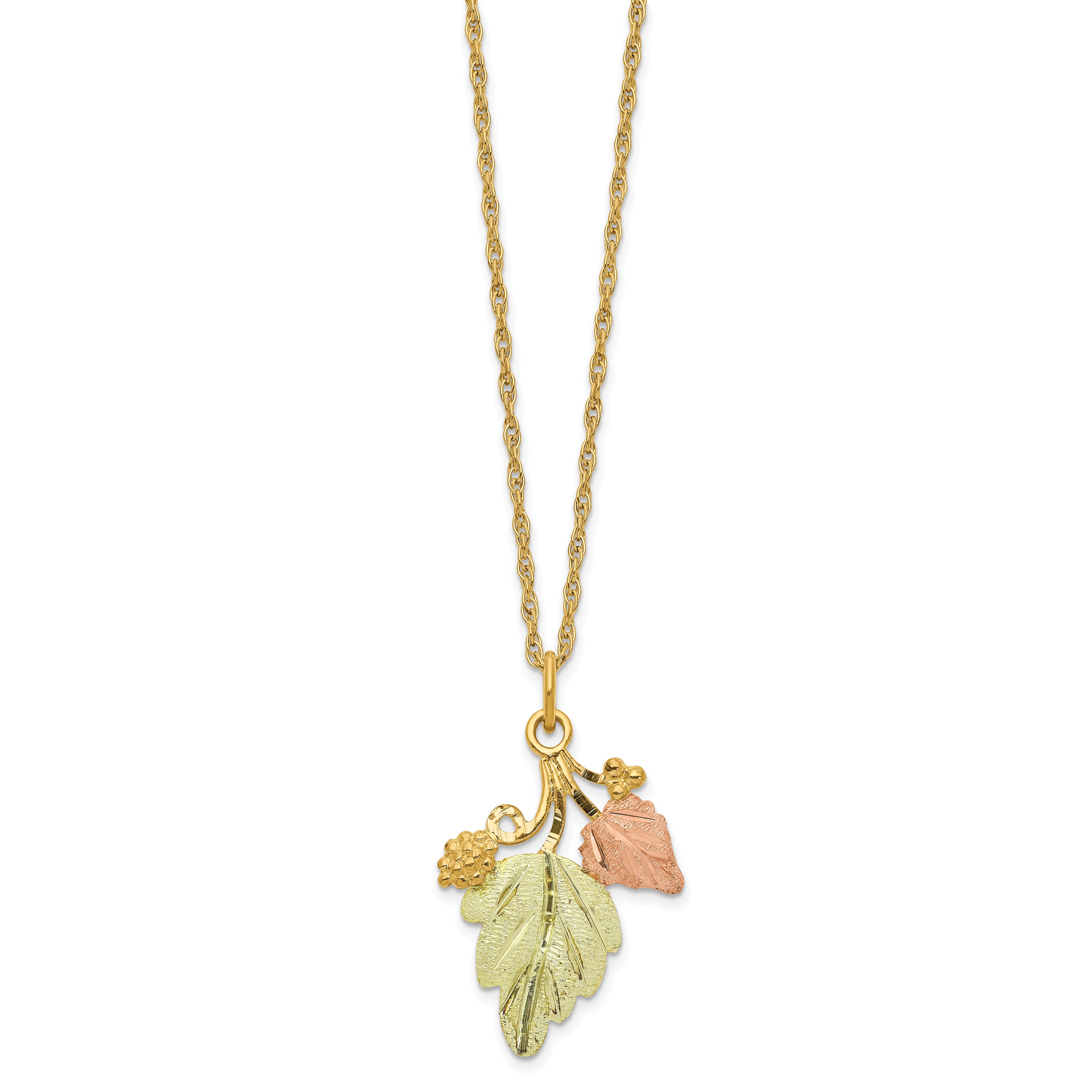 10K Tri-Color Gold Necklace with Elegant Black Hills Themed Pendant Secondary image