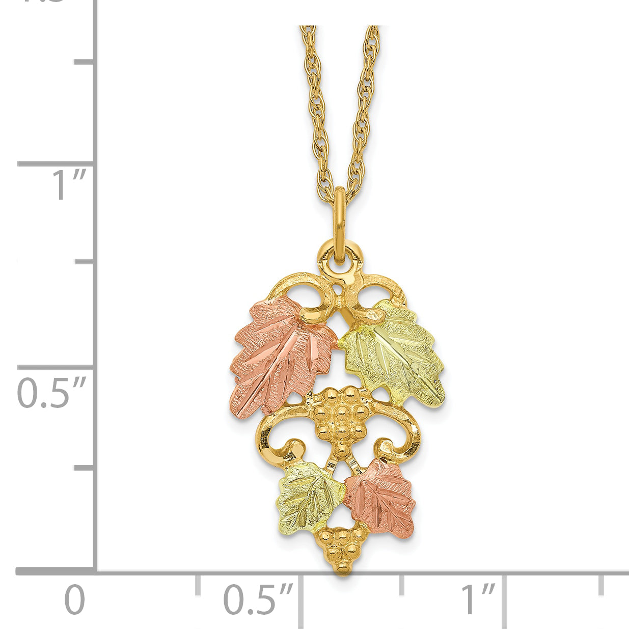 10K Tri-Color Gold Necklace with Themed Pendant by Sophia Jewelers - 18