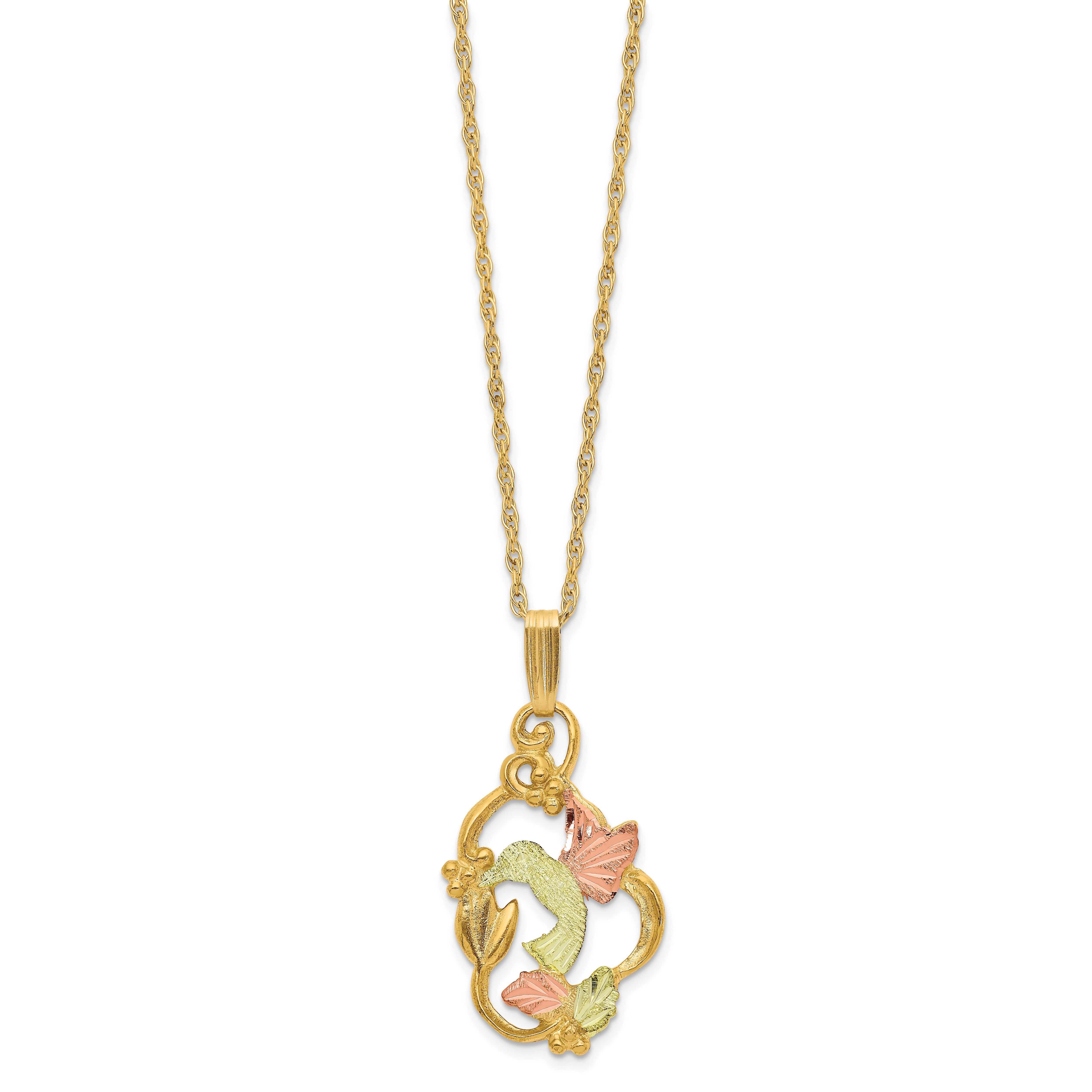 10K Tri-Color Black Hills Gold Necklace with Themed Pendant Elegant Design