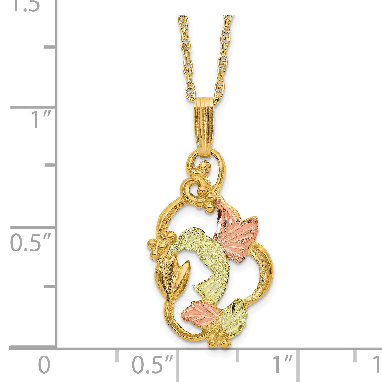 10K Tri-Color Black Hills Gold Necklace with Themed Pendant Elegant Design