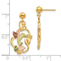 10K Tri-Color Black Hills Gold Dangle Earrings with Polished Finish