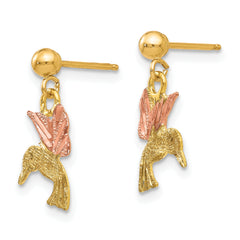 10K Tri-Color Black Hills Gold Dangle Earrings with Polished Finish