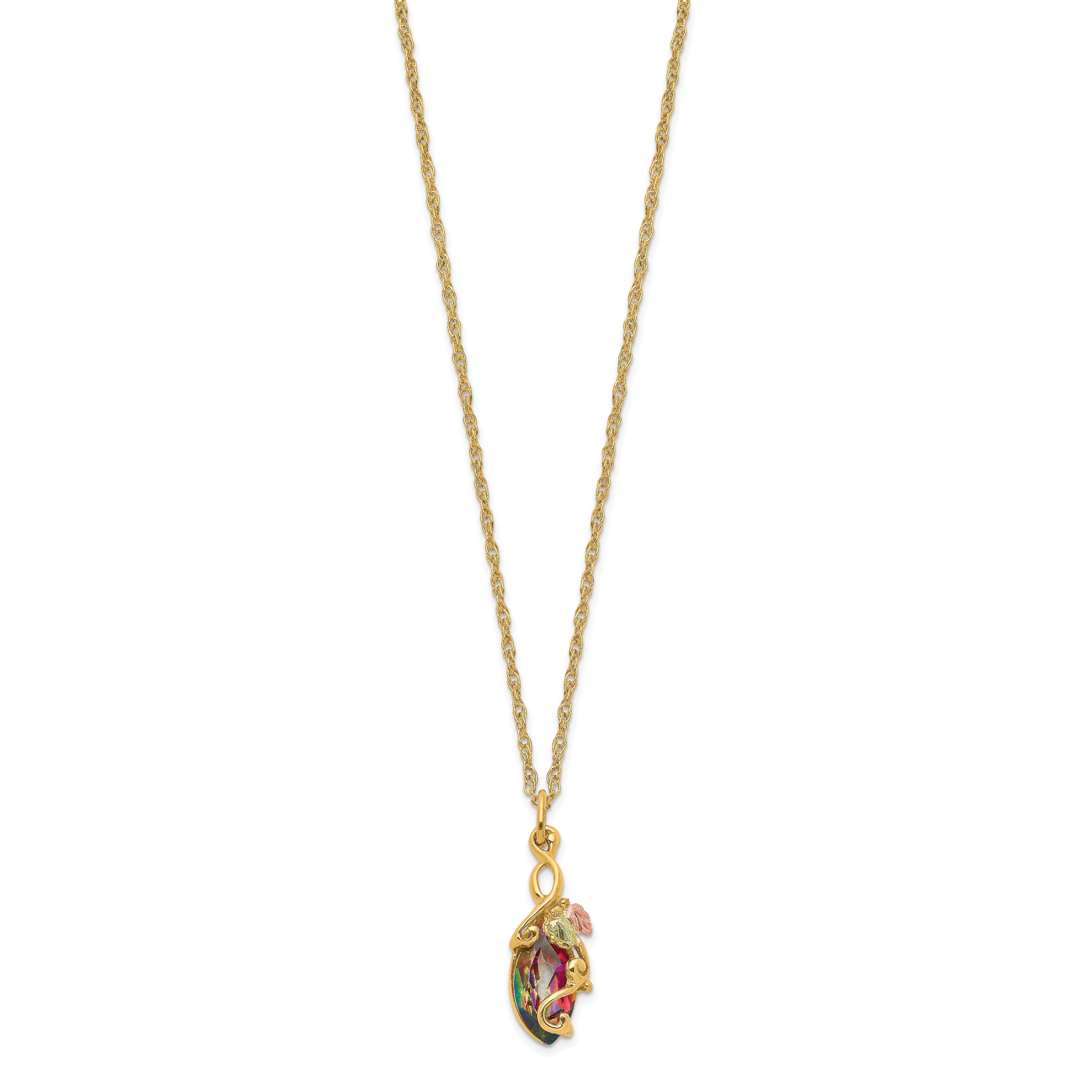 10k Tri-color Black Hills Gold Mystic Topaz Necklace