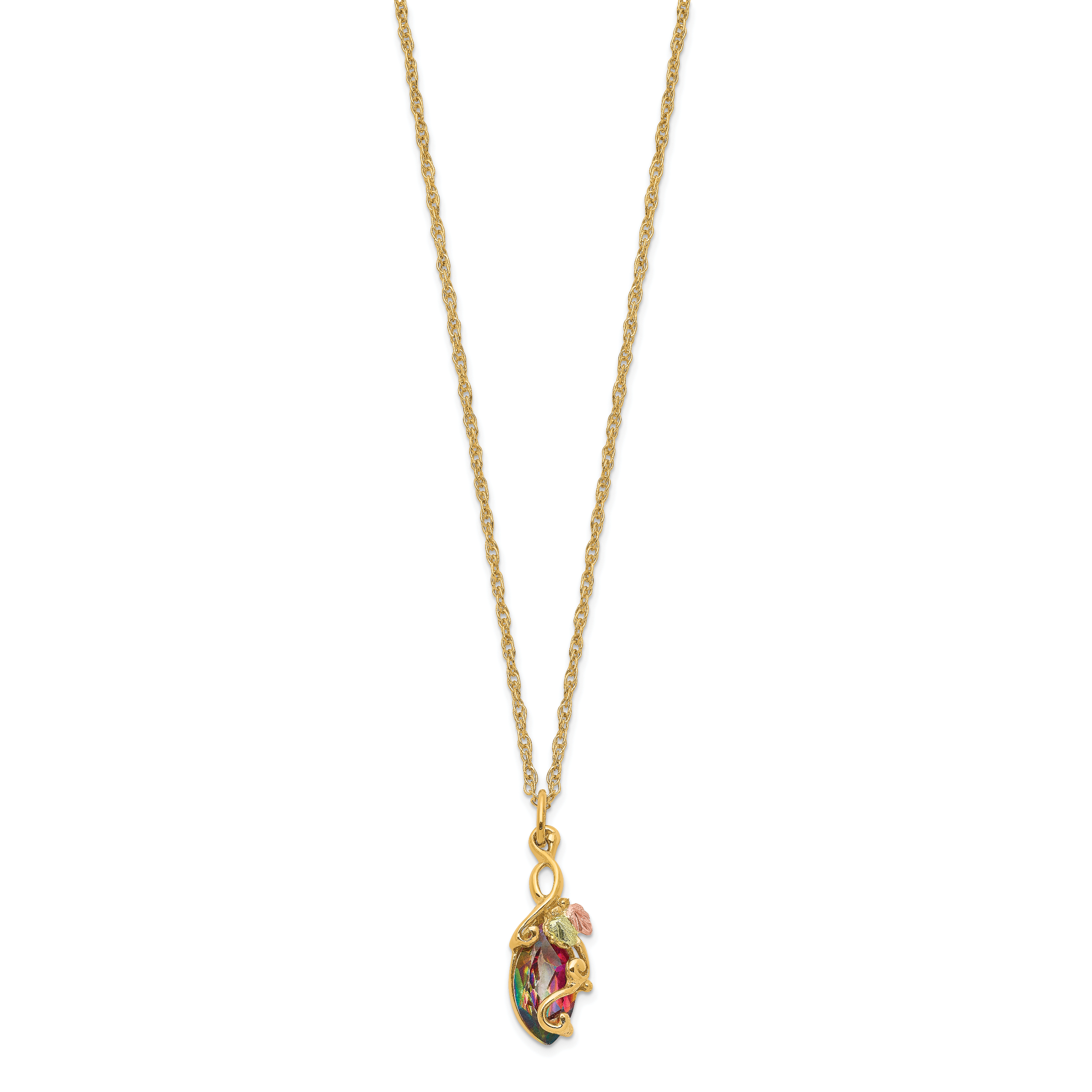10K Tri-Color Gold Mystic Topaz Necklace with Elegant Pendant Secondary image
