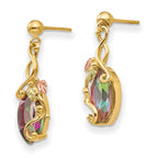 10K Tri-Color Black Hills Gold Mystic Topaz Dangle Earrings Elegant