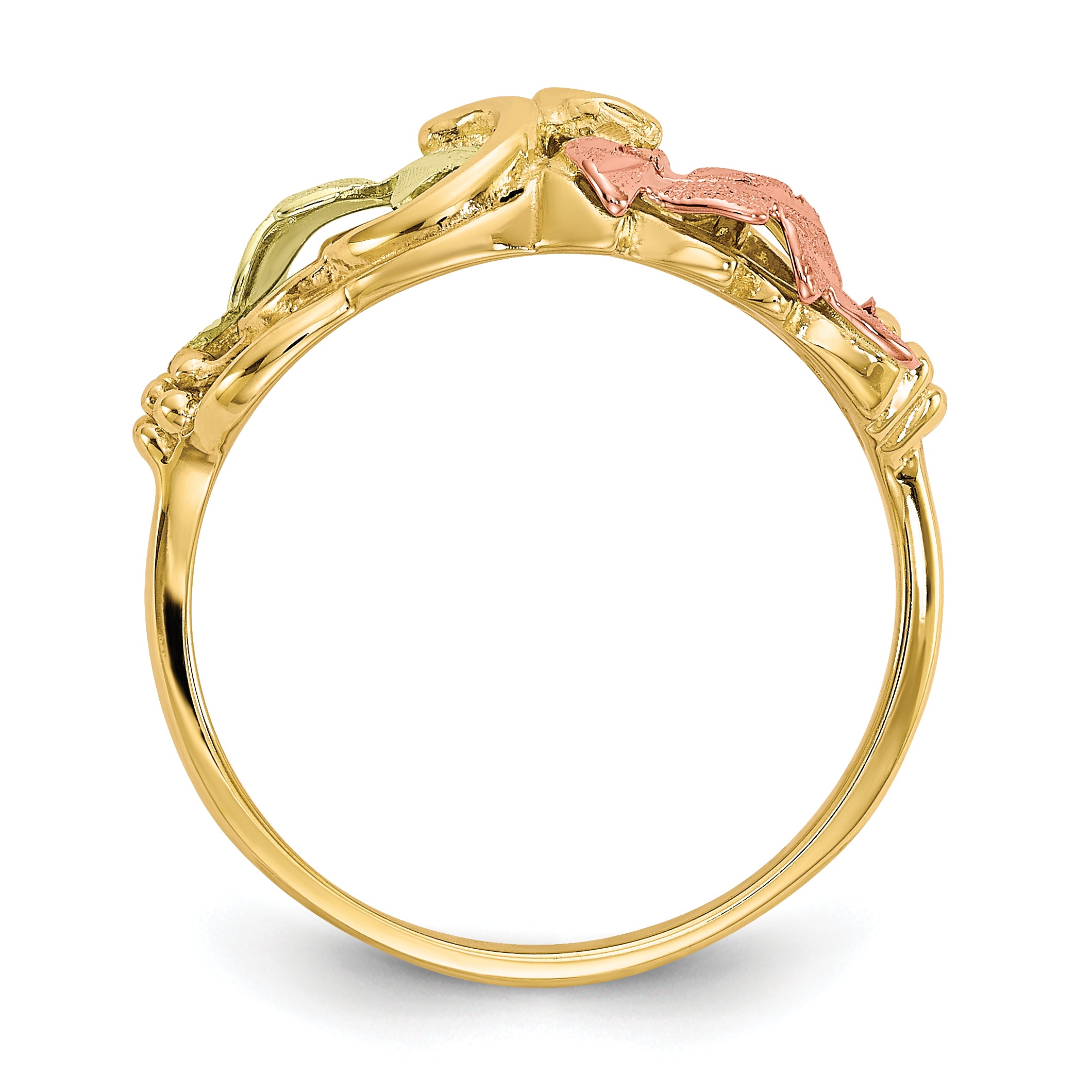 10k Tri-color Black Hills Gold Flower Ring