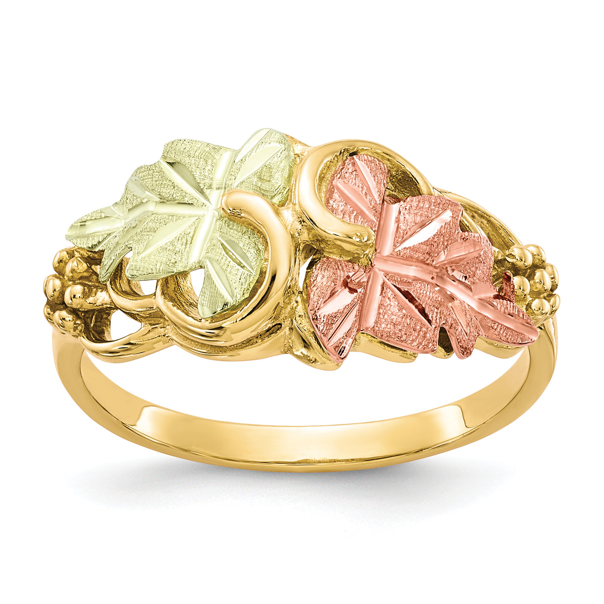 10k Tri-color Black Hills Gold Flower Ring