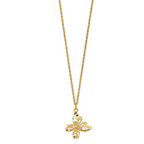 10K Tri-Color Gold Butterfly Pendant Necklace Elegant 18 Chain