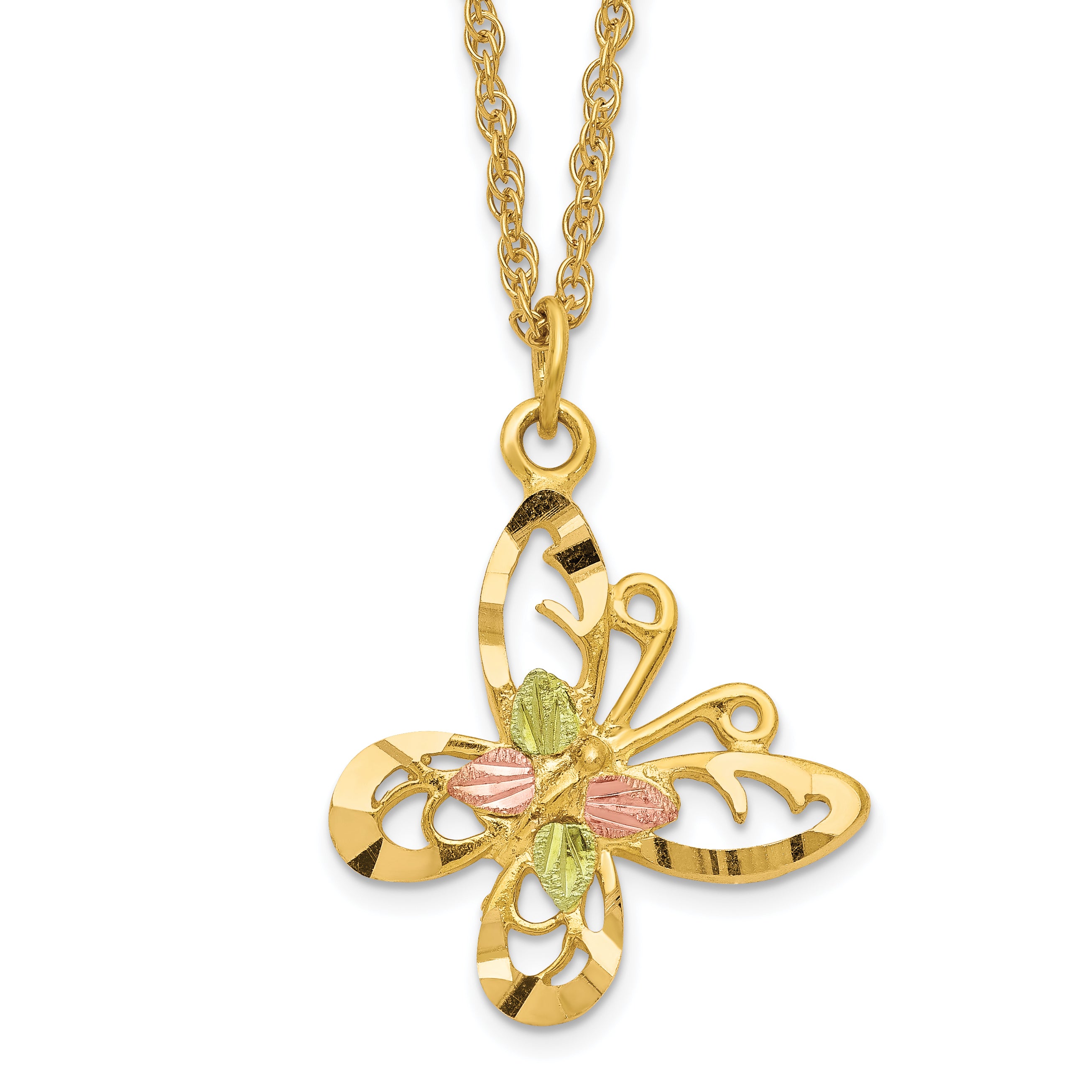 10k Tri-color Black Hills Gold Butterfly Necklace Main image