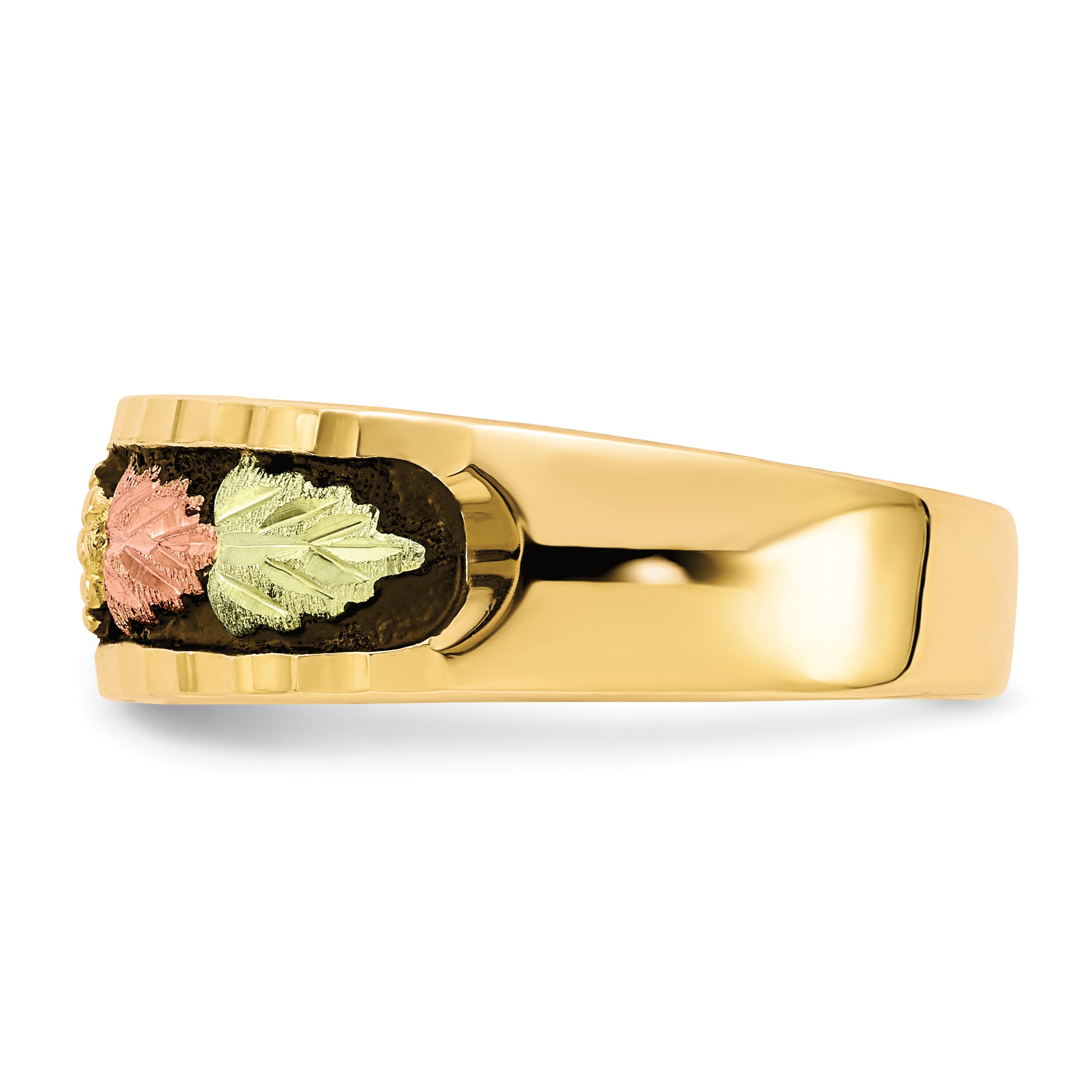 10k Tri-color Black Hills Gold Men's Antiqued Ring