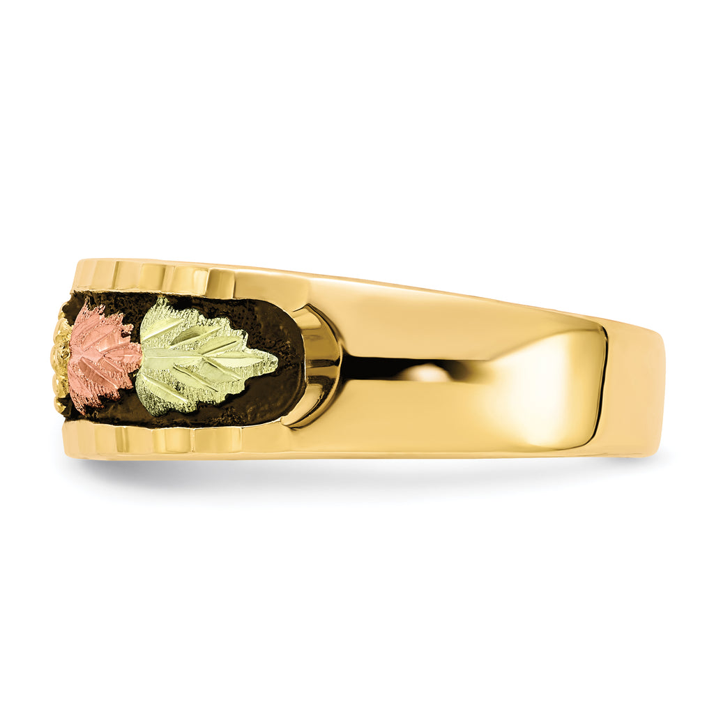 10k Tri-color Black Hills Gold Men's Antiqued Ring