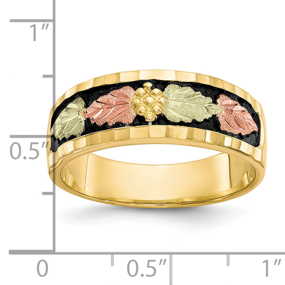 10k Tri-color Black Hills Gold Men's Antiqued Ring