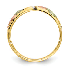 10K Tri-Color Black Hills Gold Antiqued Diamond Ring