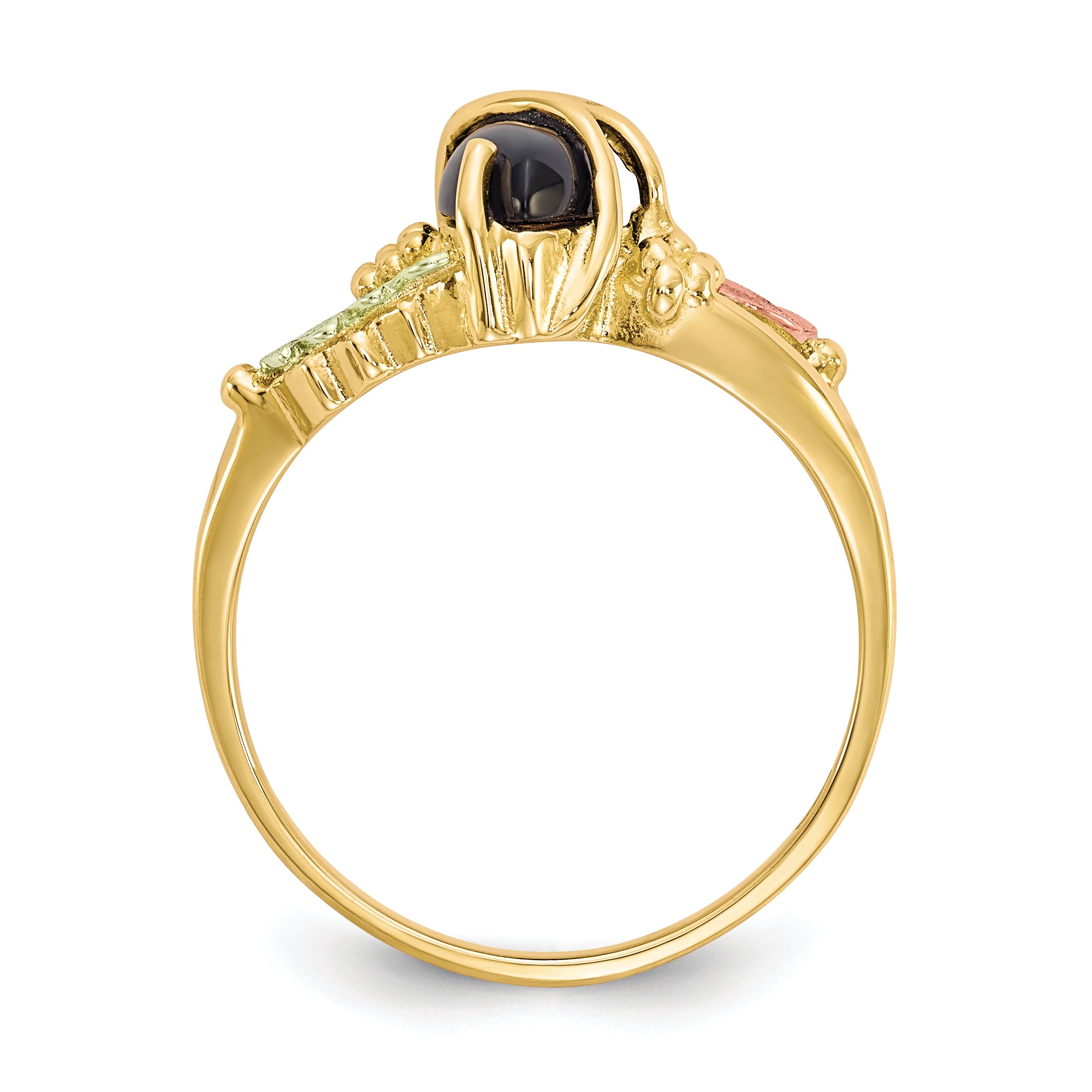 10k Tri-color Black Hills Gold Onyx Ring