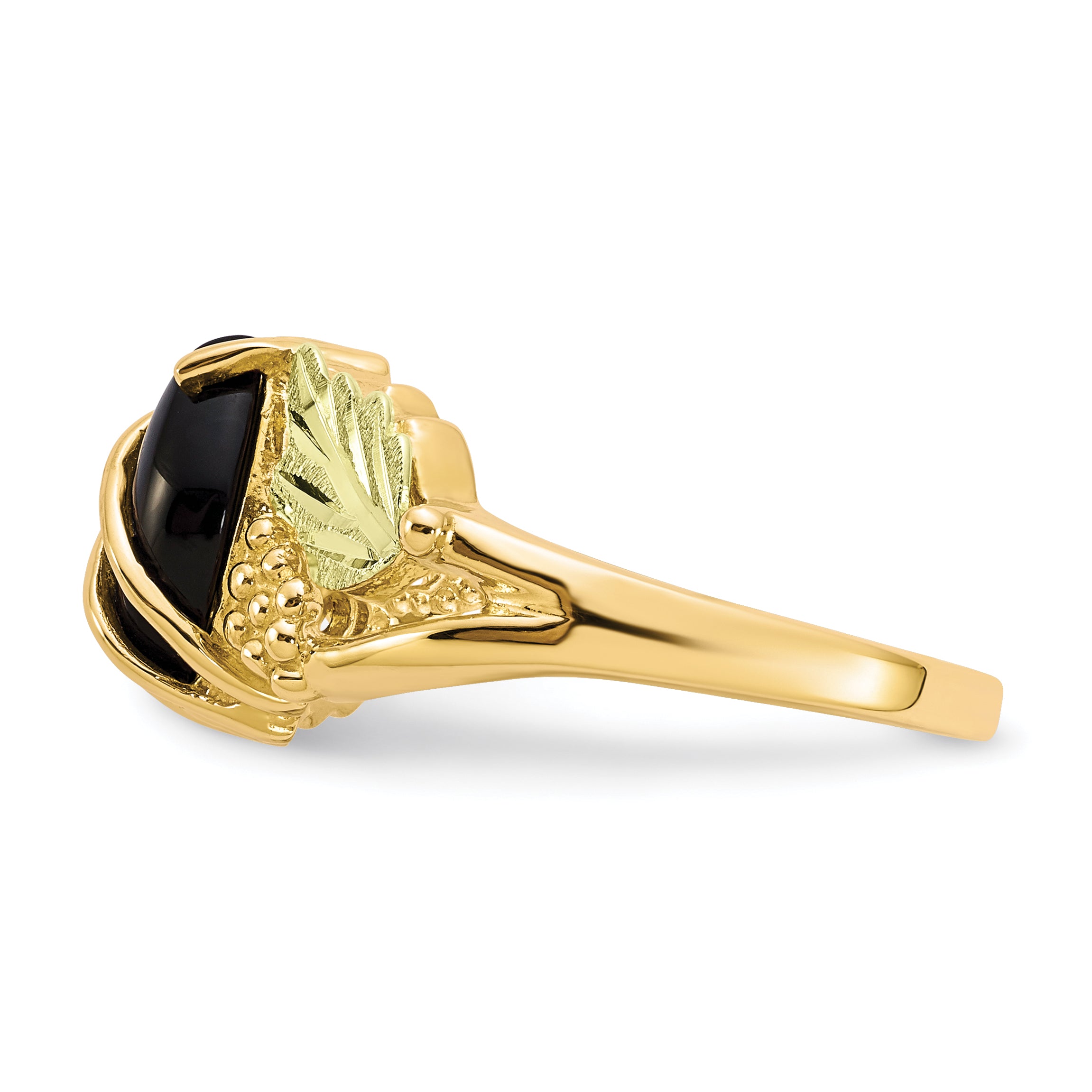 10k Tri-color Black Hills Gold Onyx Ring