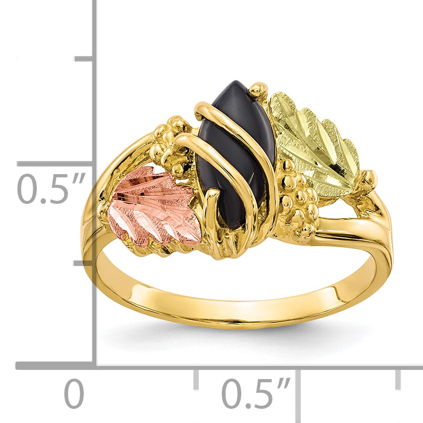 10k Tri-color Black Hills Gold Onyx Ring