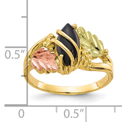 10k Tri-color Black Hills Gold Onyx Ring