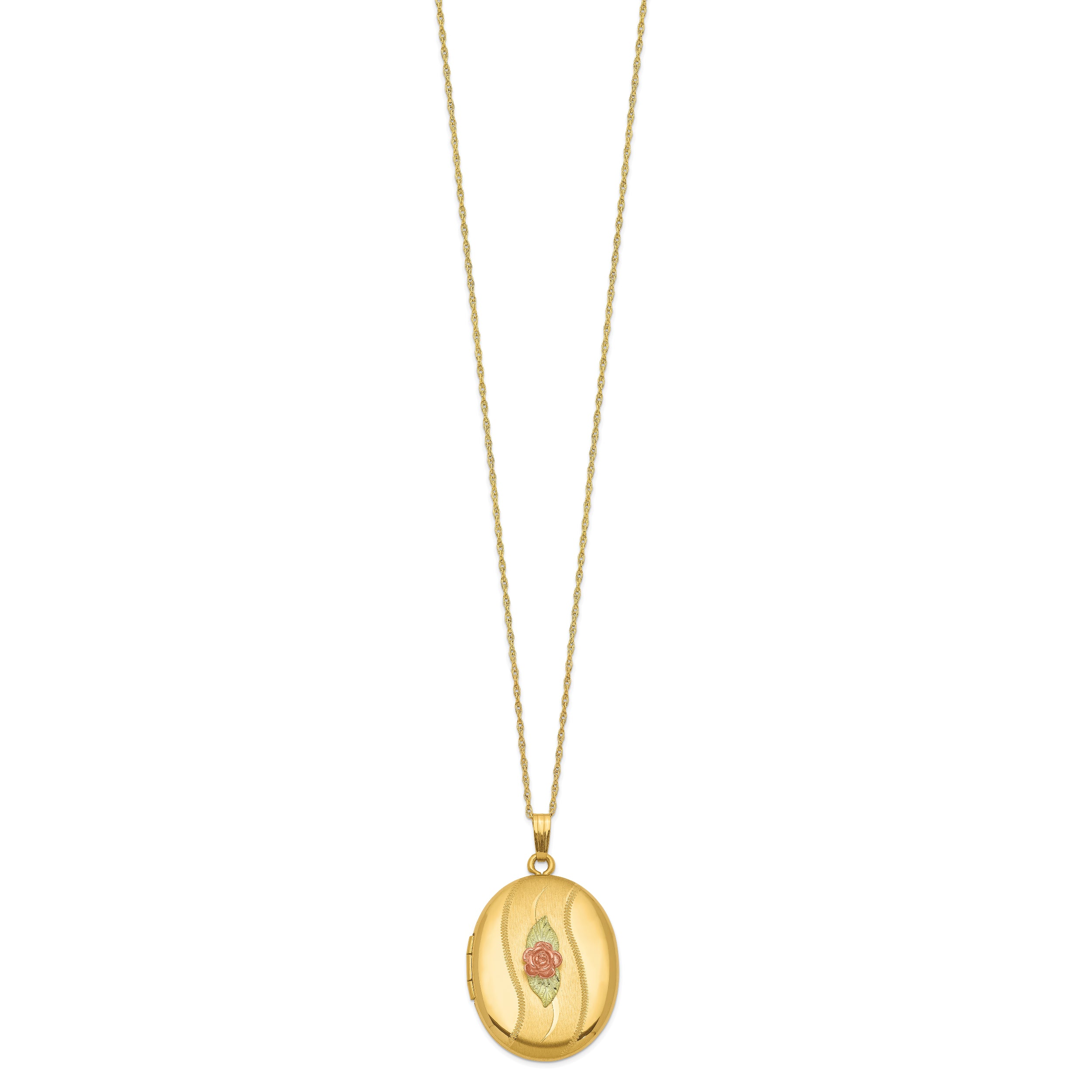 Tri-Color 10K Gold Black Hills Locket Necklace with 12K Accents and 18 Chain
